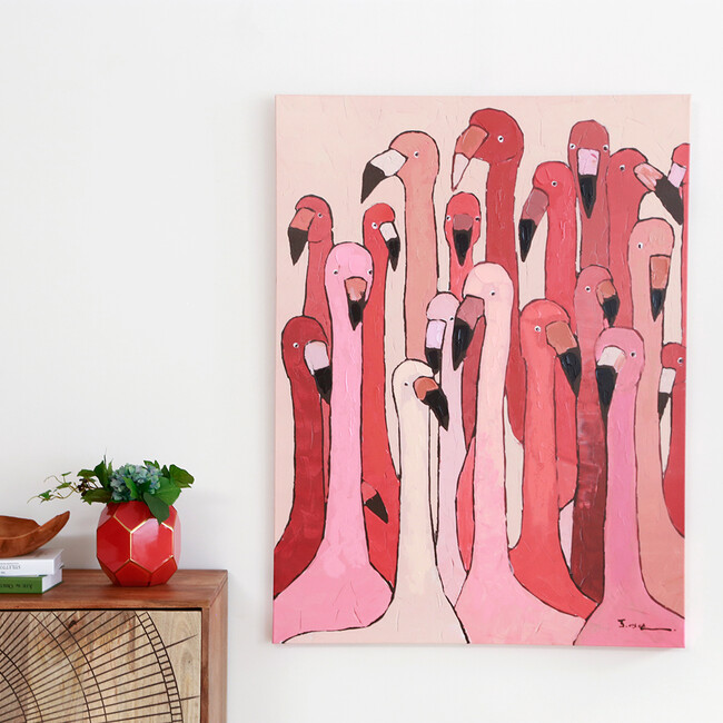 フラミンゴミーティング タッチドピクチャー120x90cm 
