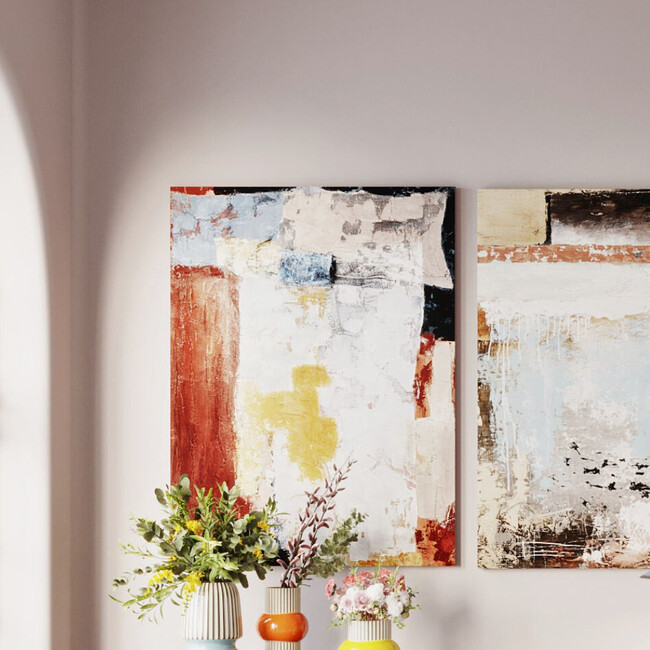 スプラッシュ オレンジ 90x120cm ピクチャー アート 1点1点ペイントのため個体差あり