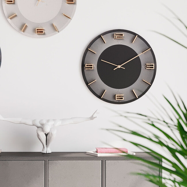 レオナルド ブラック/ゴールド ウォールクロック 