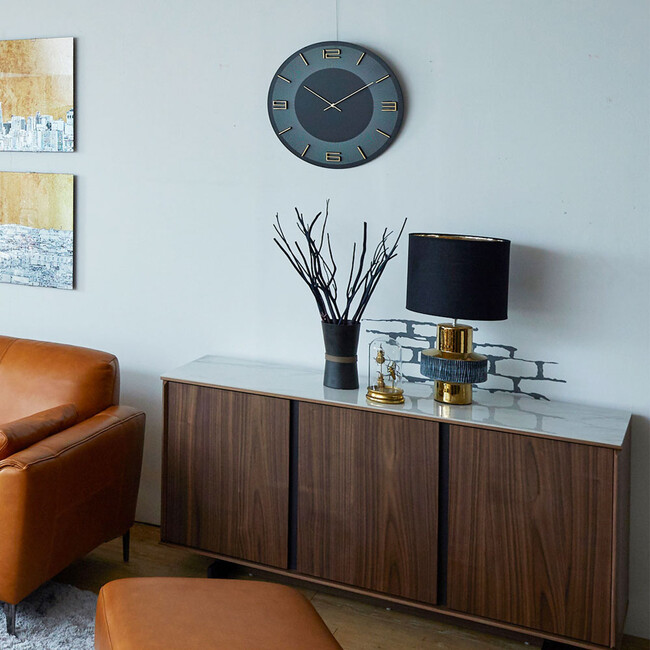 レオナルド ブラック/ゴールド ウォールクロック 