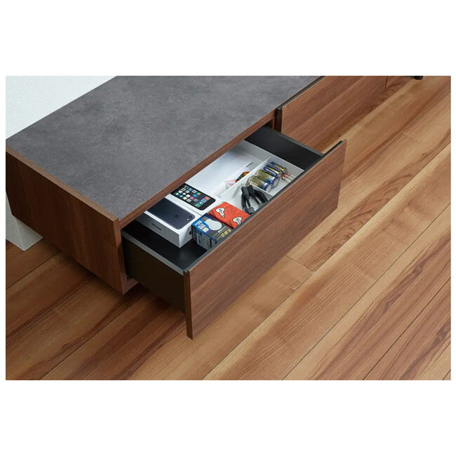 WV テレビボード（ラスターベージュ） ドイツヘティヒ社のサイレントレール使用