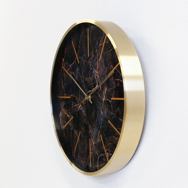 Luxe Green MarbleGold Black ウォールクロック 