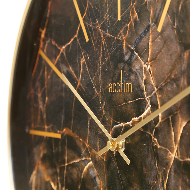 Luxe Green MarbleGold Black ウォールクロック 