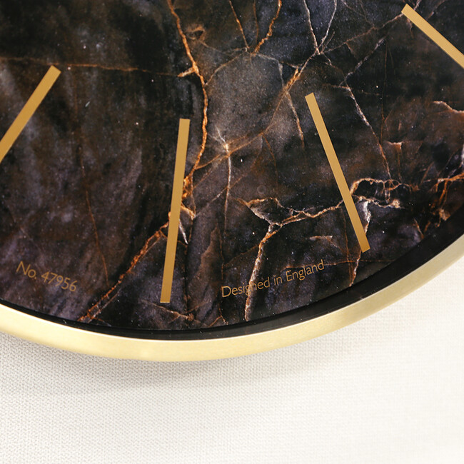 Luxe Green MarbleGold Black ウォールクロック 