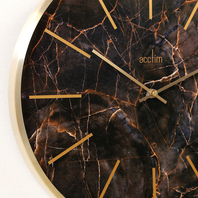 Luxe Green MarbleGold Black ウォールクロック 