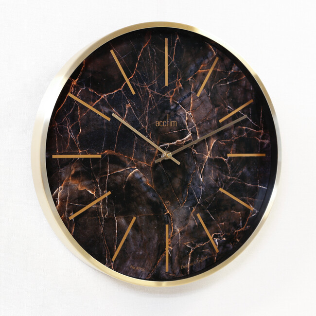 Luxe Green MarbleGold Black ウォールクロック 