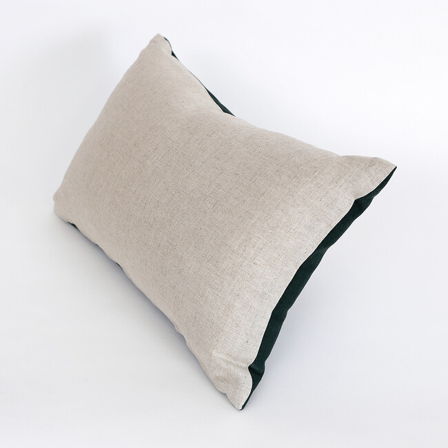 ベロア クッション（グリーン） 30×45cm（中材込み） 裏面：麻