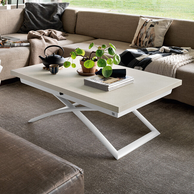カリガリス コヌビア マジックジェー 伸長・昇降式リビングテーブル ／ Calligaris connubia MAGIC-J Table [CB5041-A] P94/P13E P94/P13E　マットホワイト/クレイ